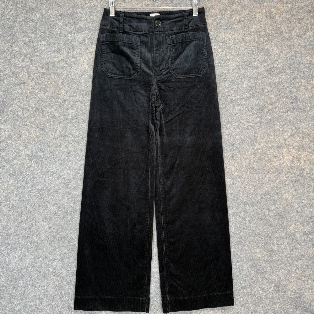 Maeve Anthropologie Collete Corduroy Wide Leg Pants Womens 26 Black High Rise
